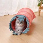 2 in 1 Collapsible Cat Tunnel with Mat Bed