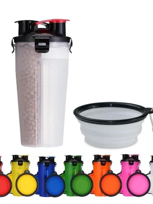 2 in 1 Portable Food Drinking Water Bottle Collapsible