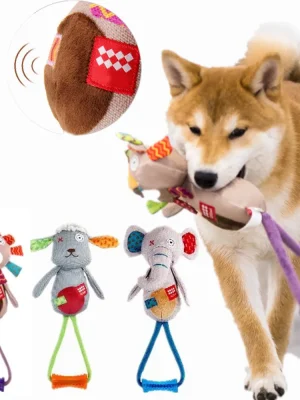 Dog Plush Tug Toy with Handle