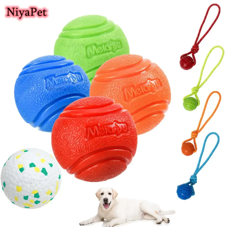 Dog Ball Indestructible Chew Bouncy Rubber Ball Toys Pet Dog Toy Ball with String Interactive Toys for Big Dog Puppy Games Toys - Image 2