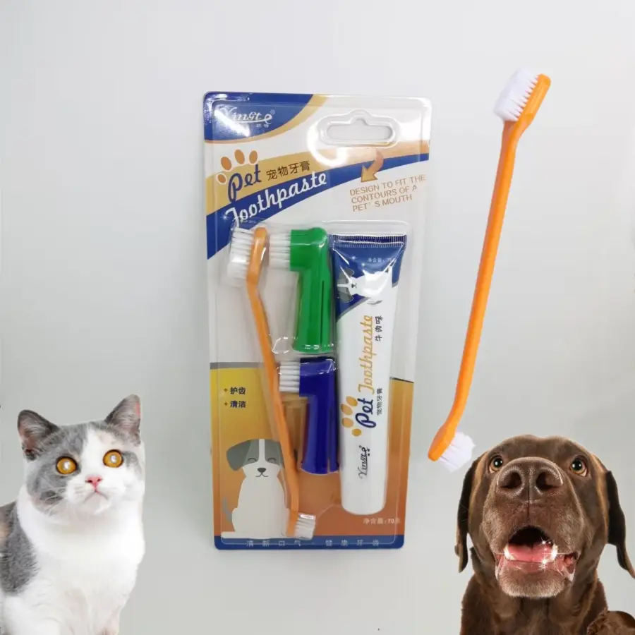 Dog Cat Toothbrush Toothpaste Kit Pet Cleaning Tooth Oral Cleaner Kitten Puppy Gel Toothpaste Set Pet Grooming Supplies - Image 4