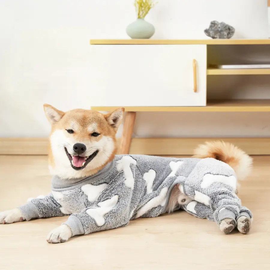 Dog Winter Clothes Pet Flannel Pajamas Cute House Clothes for Medium and Large Dogs High Elastic Four Legs Warm Coat - Image 2
