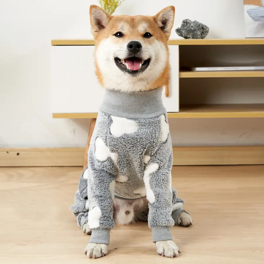 Dog Winter Clothes Pet Flannel Pajamas Cute House Clothes for Medium and Large Dogs High Elastic Four Legs Warm Coat - Image 4