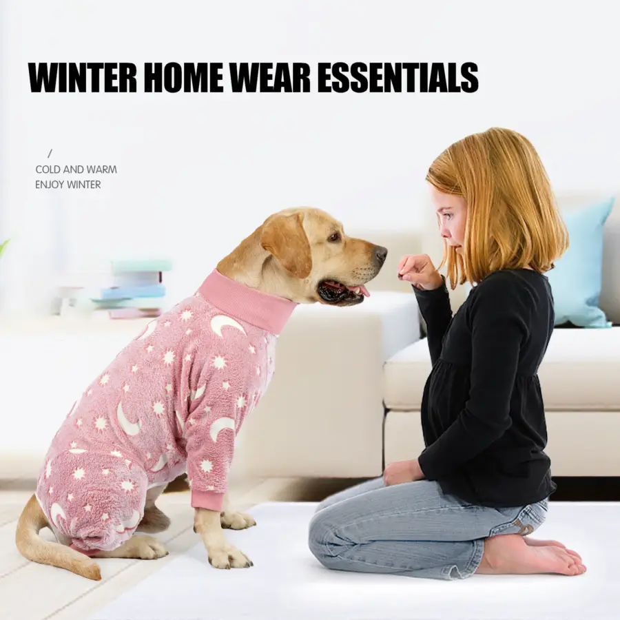 Dog Winter Clothes Pet Flannel Pajamas Cute House Clothes for Medium and Large Dogs High Elastic Four Legs Warm Coat