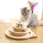 Solid Wood Cat Turntable Toy