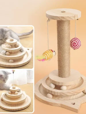 Solid Wood Cat Turntable Toy