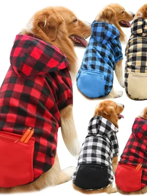 Pet Dog Clothes Winter Plaid Zipper