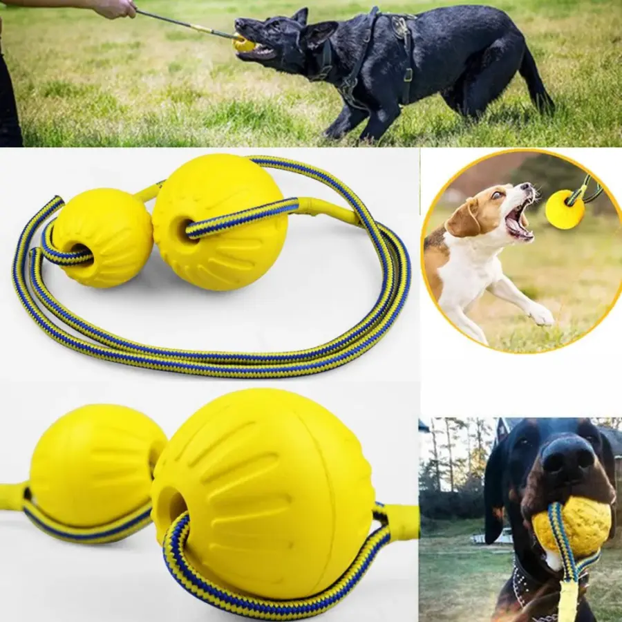 Pet Dog Toys EVA Ball Toys with Rope Interactive Tug of War Toy for Large Dogs Elastic Floating Training Chew Toys Dog Supplies