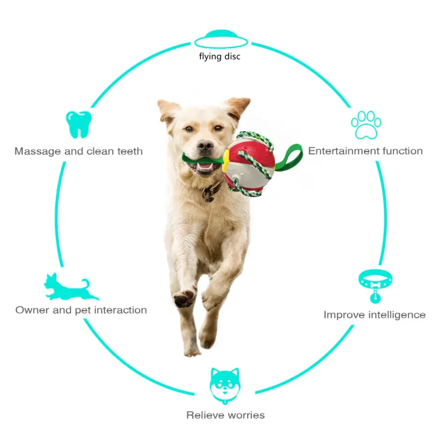 Pet Multifunctional Toy 14cm Indestructible Dog Ball Outdoor Flying Discs Interactive Puller Toy Massage Clean Teeth Chew Toy - Image 5