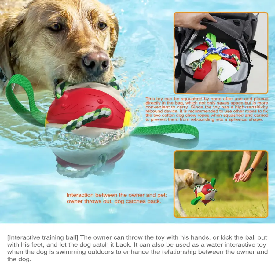 Pet Multifunctional Toy 14cm Indestructible Dog Ball Outdoor Flying Discs Interactive Puller Toy Massage Clean Teeth Chew Toy - Image 6