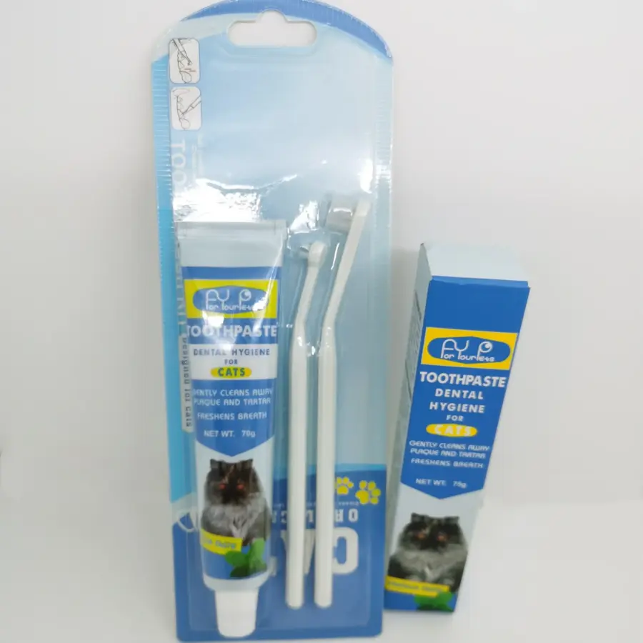 Pet Toothbrush Toothpaste Set Cat Round Head Toothbrushs Toothpaste Remove Bad Breath Tartar Teeth Kitten Oral Cleaning Tools - Image 2
