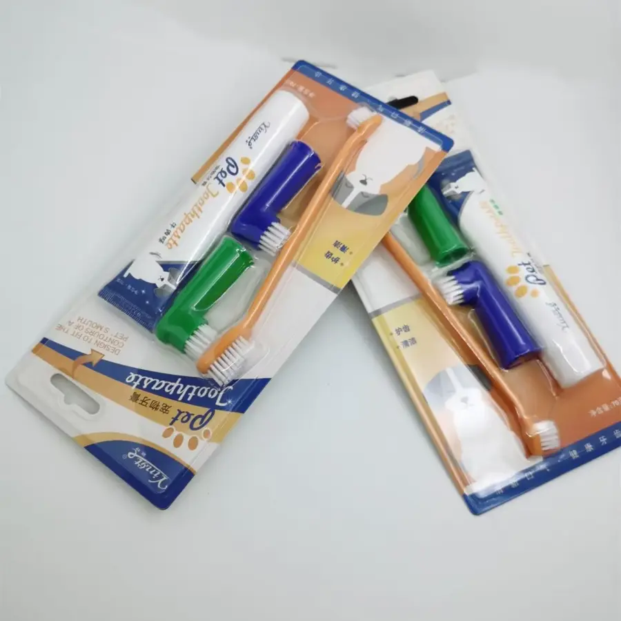 Pet Toothbrush Toothpaste Set Dog Cat Oral Care Set Finger Toothbrush for Puppy Kitten Beef Vanilla Flavor Toothpaste Supplies - Image 6