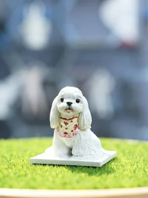 Bandana Maltese Dog Resin Pet Figurine Toy