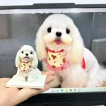 Bandana Maltese Dog Resin Pet Figurine Toy