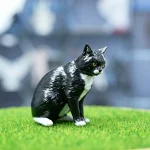 Cute Sitting Black & White Cat Resin Model Educational Toy