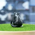 Cute Sitting Black & White Cat Resin Model Educational Toy