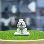 Bow Maltese Dog Resin Pet Figurine Toy