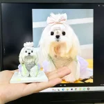 Bow Maltese Dog Resin Pet Figurine Toy