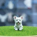 Cute Sitting West Highland Dog Resin Model, Animal Figurine Educational Toy