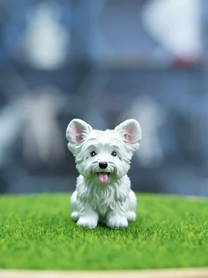 Cute Sitting West Highland Dog Resin Model, Animal Figurine Educational Toy